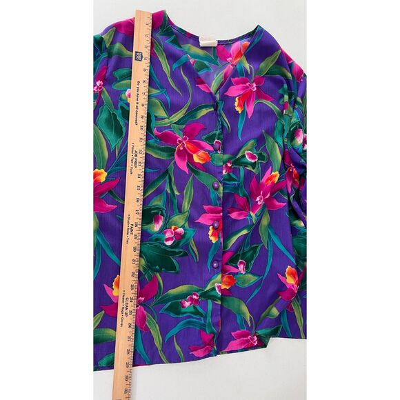 Koret Vibrant Floral Blouse - Purple, Green, Pink - Picture 9 of 10